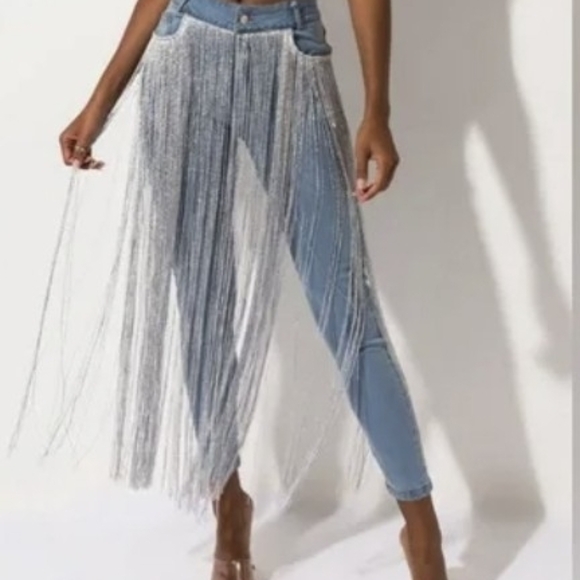 Athina Denim - Athina - High Rise - Shimmer Shingle Skinny Jeans- size L